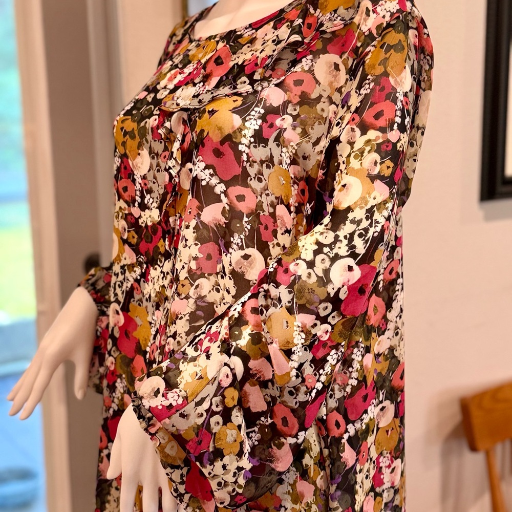 Floral Print Asymmetrical Women's Blouse - Picture 4 of 9